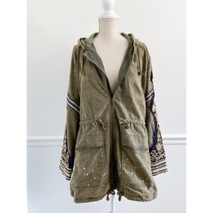 Free People Golden Quills Military Parka Green